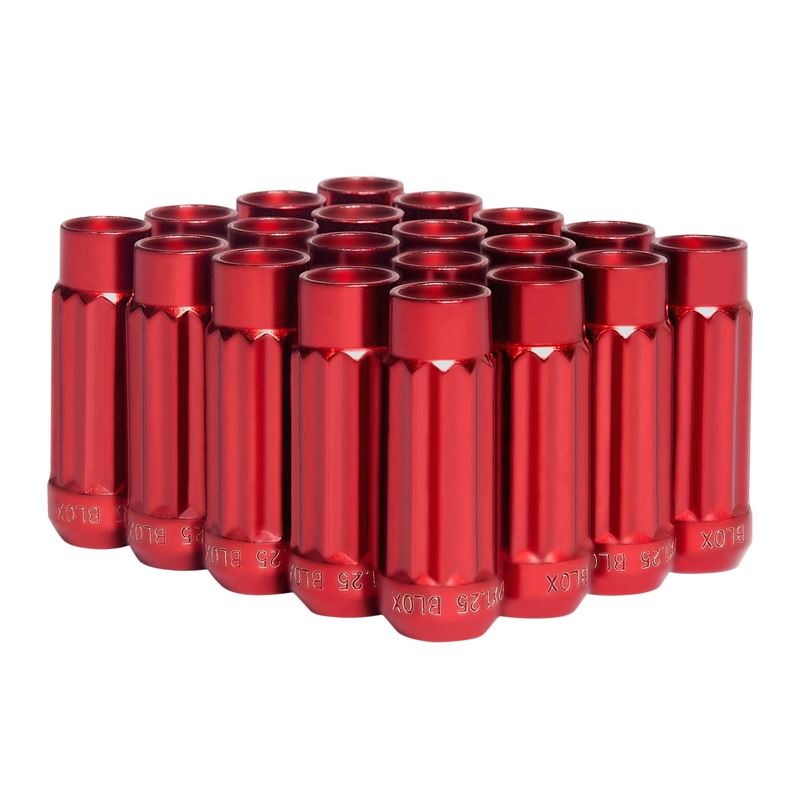 Blox Racing 12-Sided P17 Tuner Lug Nuts 12x1.25 - Red Steel - Set of 20 (BXAC-00145-RD)