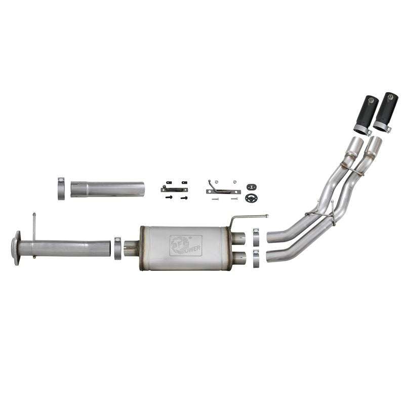 aFe Rebel Series 3 IN to 2-1/2 IN 409 Stainless Steel Cat-Back Exhaust w/ Black Tip (49-43078-B)