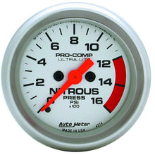 Load image into Gallery viewer, AutoMeter Ultra-Lite 52mm FSE 0-1600 PSI Nitrous Pressure Gauge (4374)