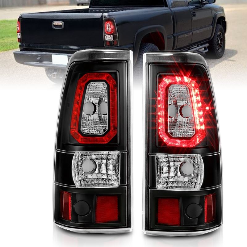 ANZO USA Tail Light Assembly, LED, Clear Lens, Black Housing, Pair, (311324)