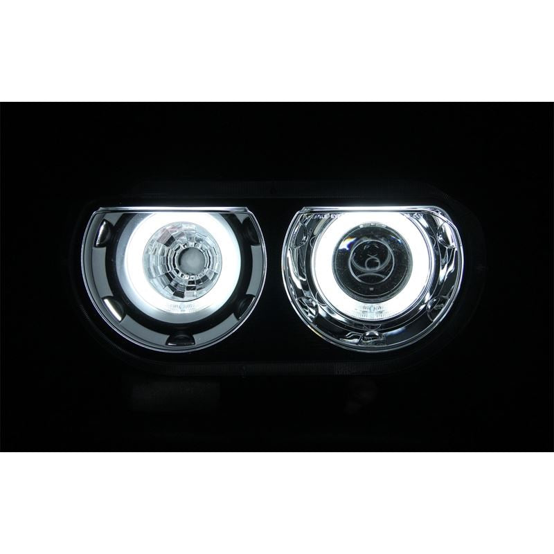 ANZO USA 2008-2014 Dodge Challenger Projector Headlights w/ Halo Black (CCFL) (HID Compatible) (121306)