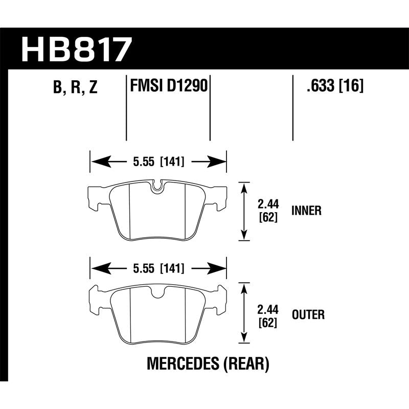 Hawk Performance Performance Ceramic Brake Pads (HB817Z.633)