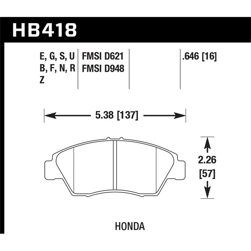 Hawk Performance HT-10 Brake Pads (HB418S.646)