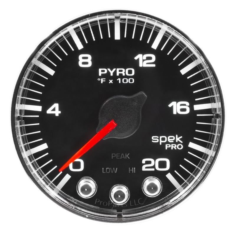 AutoMeter Spek-Pro Gauge Pyro. (Egt) 2 1/16in 2000f Stepper Motor W/Peak and Warn Blk/Chrm (P310318)