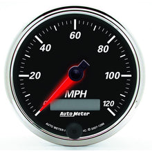 Load image into Gallery viewer, AutoMeter Designer Black II 3 3/8in 120 MPH In-Dash Speedo w/ LCD ODO (1286)