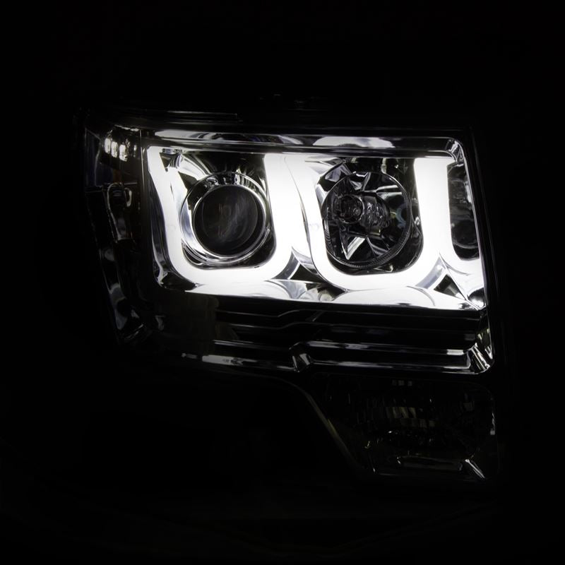 ANZO USA 2009-2014 Ford F-150 Projector Headlights w/ U-Bar Chrome (111264)