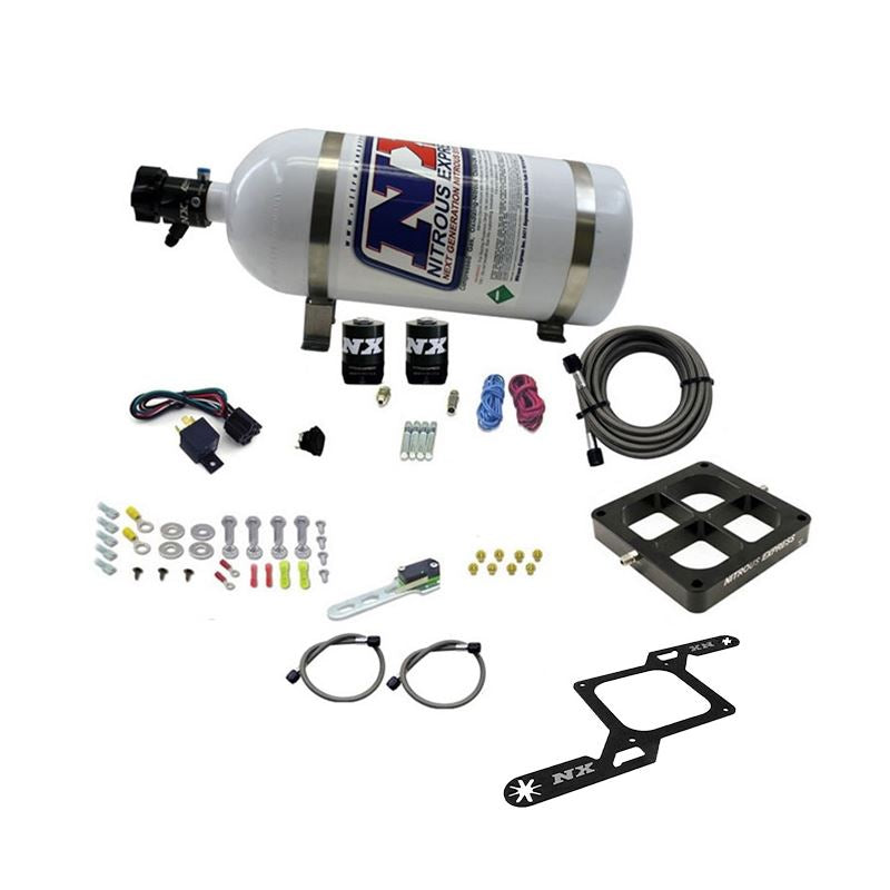 Nitrous Express Dry, Dual Stage Billet Crossbar Plate System 100-1000HP (4500 Flange) W/10Lb Bottle (66247-10)