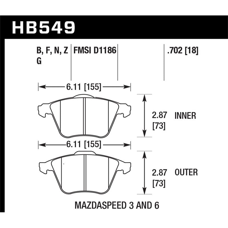 Hawk Performance Performance Ceramic Brake Pads (HB549Z.702)