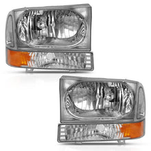 Load image into Gallery viewer, ANZO USA Crystal Headlight Set, Clear Lens, Chrome w/Amber Housing, w/Corner Lights, w/o Bulb (111458)