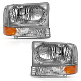 ANZO USA Crystal Headlight Set, Clear Lens, Chrome w/Amber Housing, w/Corner Lights, w/o Bulb (111458)