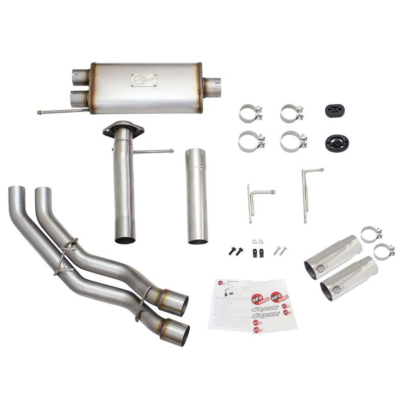 aFe Rebel Series 3 IN to 2-1/2 IN 409 Stainless Steel Cat-Back Exhaust w/ Polish Tip (49-43080-P)