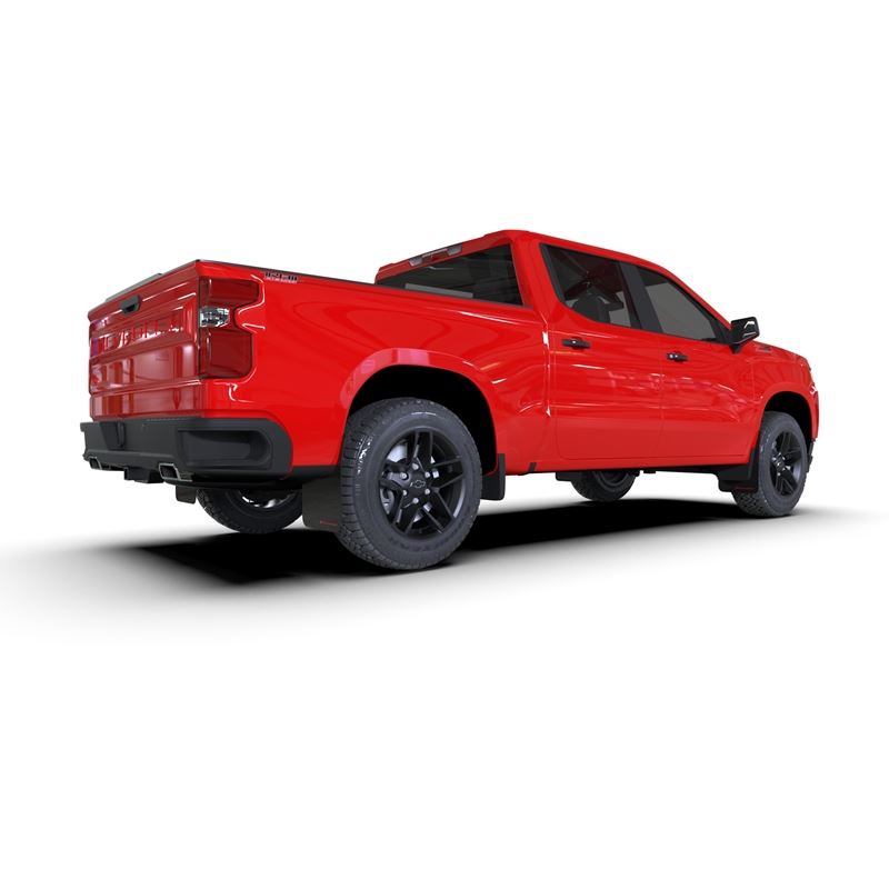 Rally Armor Black Mud Flap/Red Logo for 2019-24 Gen 4 Chevy Silverado 1500 (MF121-UR-BLK-RD)