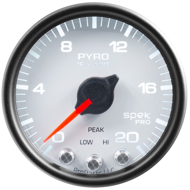 AutoMeter Spek-Pro Gauge Pyro. (Egt) 2 1/16in 2000f Stepper Motor W/Peak and Warn Wht/Blk (P31012)