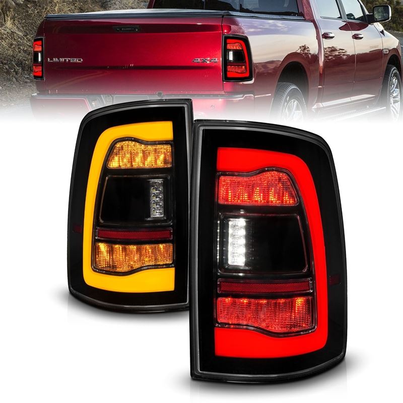 ANZO USA Sequential LED Taillights Smoke Black w/Switchback Amber Signal for 09-18 Dodge Ram 1500 (311472)