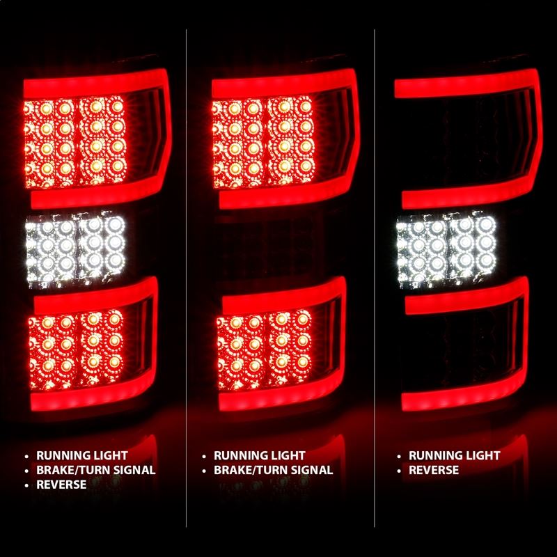 ANZO USA Tail Light Assembly, LED, Clear Lens, Chrome Housing, Red Light Bar, w/Sequential, (311316)