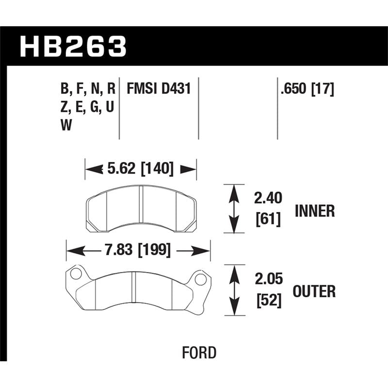 Hawk Performance HPS 5.0 Brake Pads (HB263B.650)