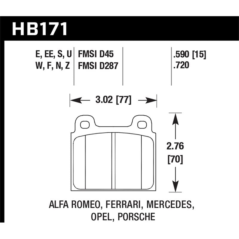 Hawk Performance Blue 42 Brake Pads (HB171EE.590)