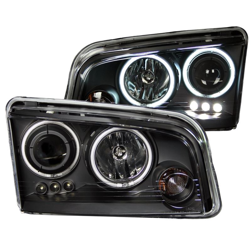 ANZO USA 2006-2010 Dodge Charger Projector Headlights w/ Halo Black (121381)