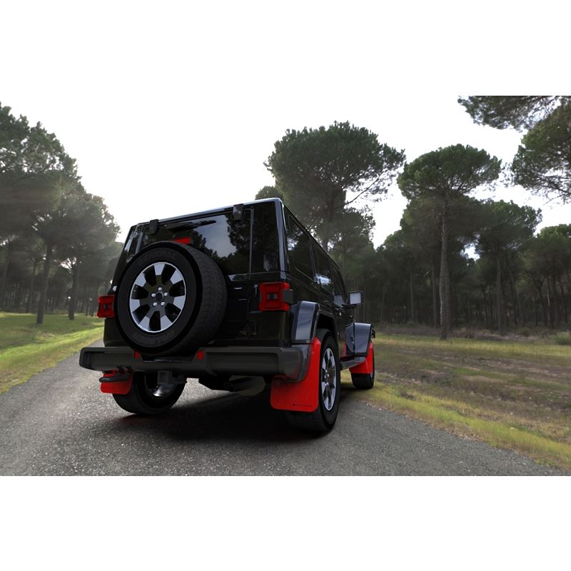 Rally Armor Red Mud Flap/Black Logo for 2018-22 Jeep Wrangler/Rubicon/Sahara/Sport (MF54-UR-RD/BLK)