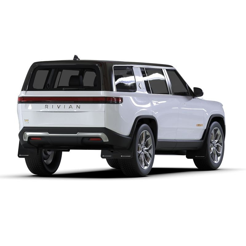 Rally Armor Black Mud Flap/White Logo for 2022-23 Rivian R1S (MF108-UR-BLK-WH)