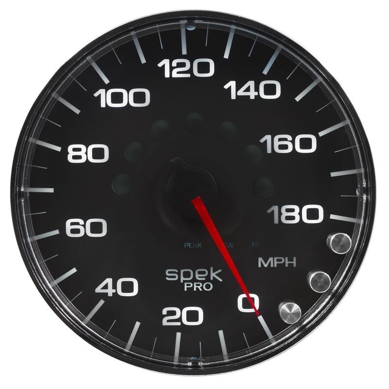 AutoMeter Spek-Pro Gauge Speedometer 5in 180 Mph Elec. Programmable Black/Chrome (P230318)