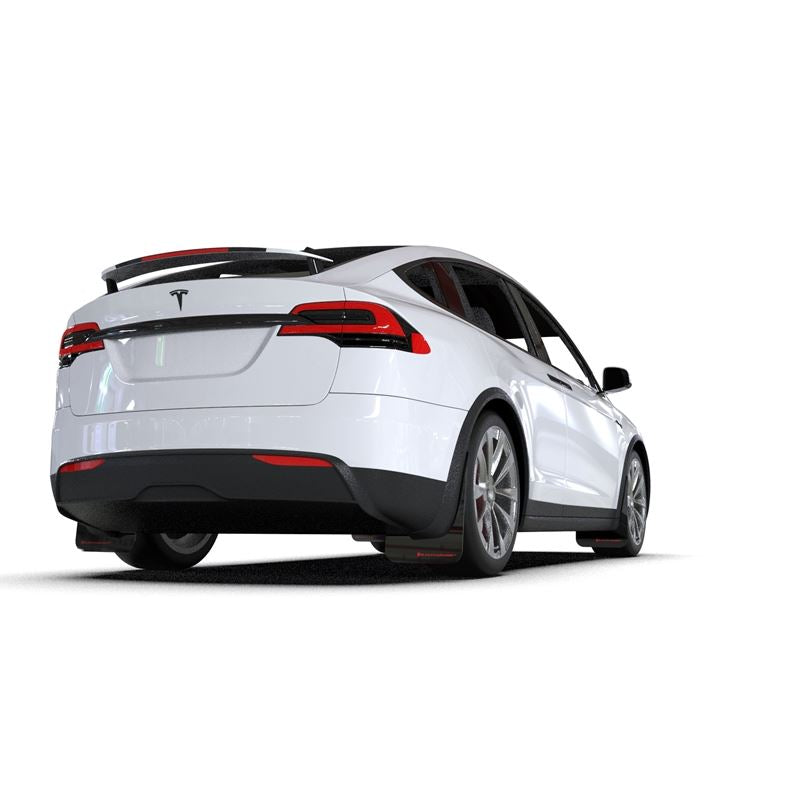 Rally Armor Black Mud Flap/White Logo for 2022 Tesla Model X & X Plaid (MF102-UR-BLK/WH)