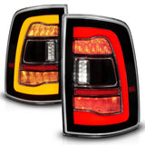 ANZO USA Sequential LED Taillights Black w/Switchback Amber Signal for 09-18 Dodge Ram 1500 (311471)