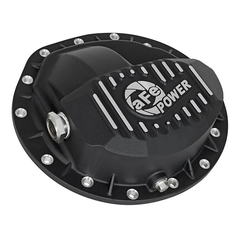 aFe Pro Series Front Differential Cover Kit Black w/ Machined Fins and Gear Oil (46-70042-WL)