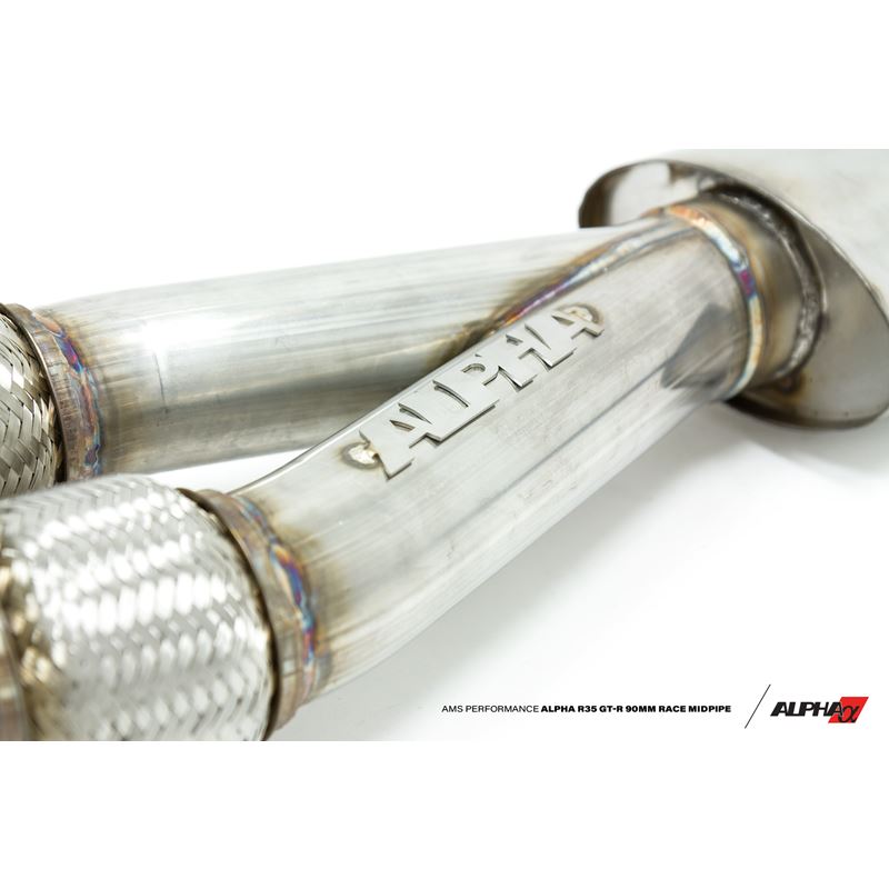 ALPHA Performance R35 GT-R 90mm Race Midpipe - Non-Resonated, 76mm (ALP.07.05.0003-2)