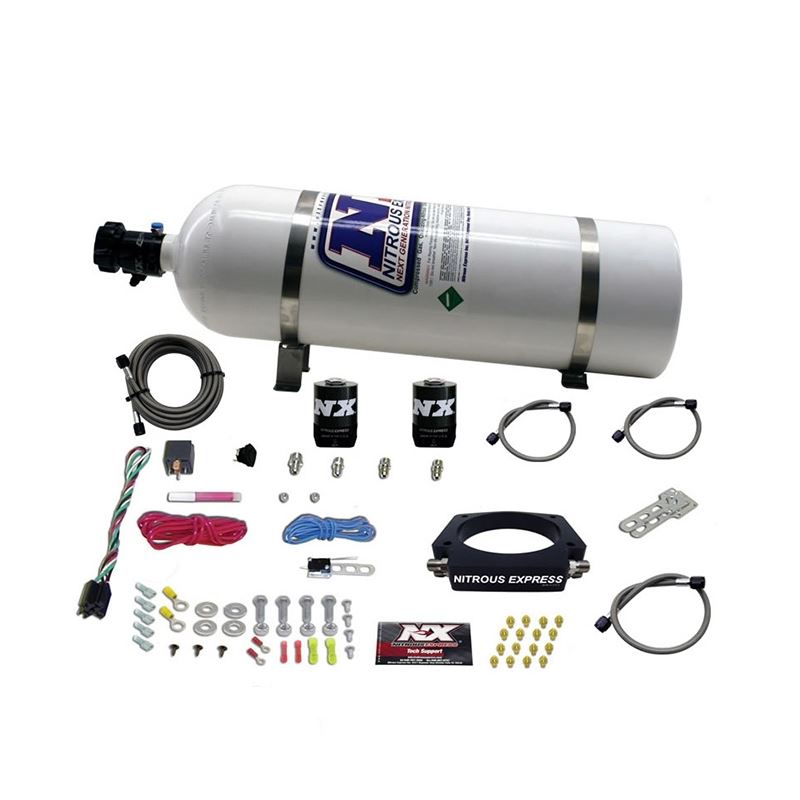 Nitrous Express GM LS 90mm Nitrous Plate Kit (50-400HP) w/15lb Bottle (20934-15)