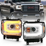 ANZO USA Projector Headlight Set, w/Plank Style Switchback, Chrome, Pair, (111488)