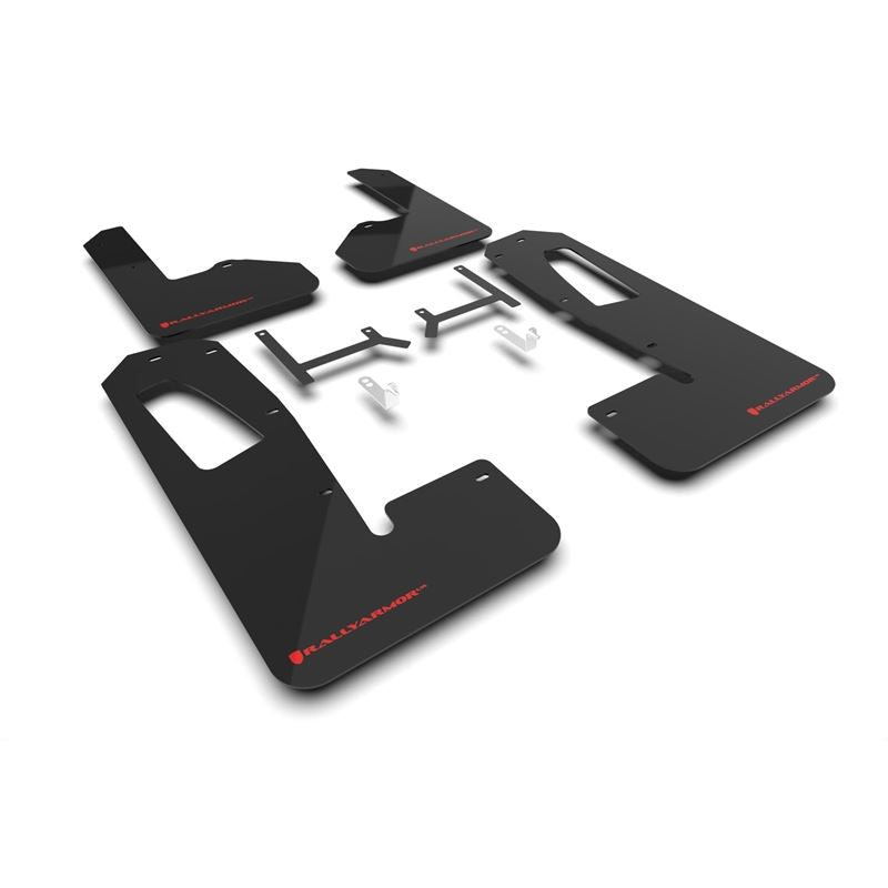 Rally Armor Black Mud Flap/RedLogo for 2022-24 Rivian R1S (MF108-UR-BLK-RD)