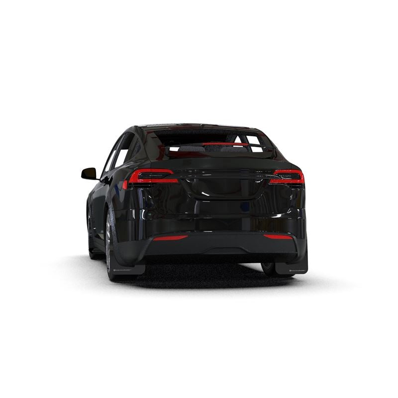 Rally Armor Black Mud Flap/Metallic Black Logo for 2022 Tesla Model X & X Plaid (MF102-UR-BLK/MBK)