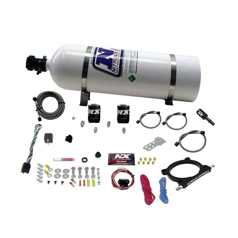 Nitrous Express 11-15 Ford Mustang GT 5.0L High Output Nitrous Plate Kit (50-250HP) w/15lb Bottle (20951-15)