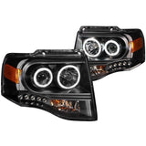 ANZO USA 2007-2014 Ford Expedition Projector Headlights w/ Halo Black (111113)