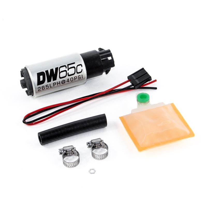 Deatschwerks DW65C series, 265lph compact fuel pump w/ mounting clips w/ Universal Install Kit. (9-652-1000)