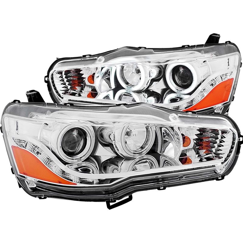 ANZO USA 2008-2015 Mitsubishi Lancer Projector Headlights w/ Halo Chrome (CCFL) (121427)