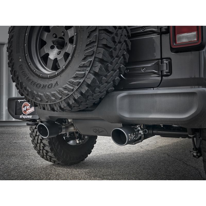 aFe Rebel Series 2-1/2 IN 304 Stainless Steel Cat-Back Exhaust System w/ Black Tips (49-38066-B)