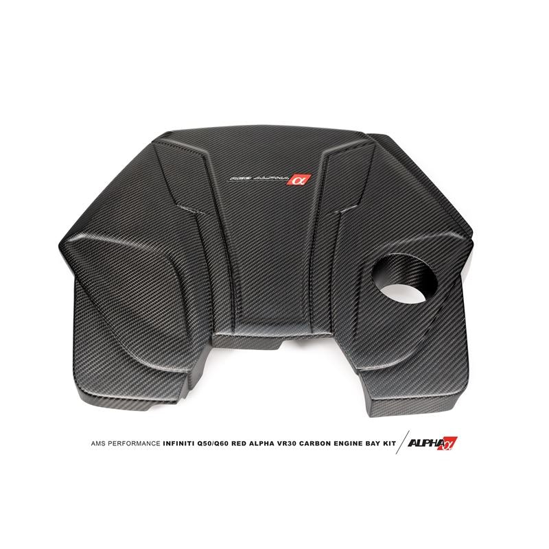 AMS Performance Infiniti Q50 / Q60 Red ALPHA Matte Carbon Engine Cover (ALP.28.06.0001-1)