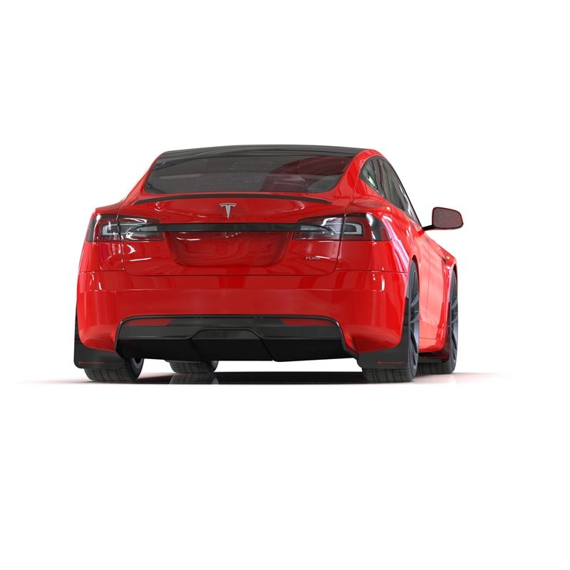 Rally Armor Black Mud Flap/Red Logo for 2021-22 Tesla Model S & S Plaid (MF101-UR-BLK-RD)