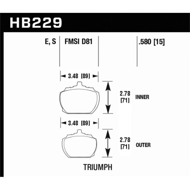 Hawk Performance HT-10 Disc Brake Pad for 1970-1973 Triumph Stag (HB229S.580)