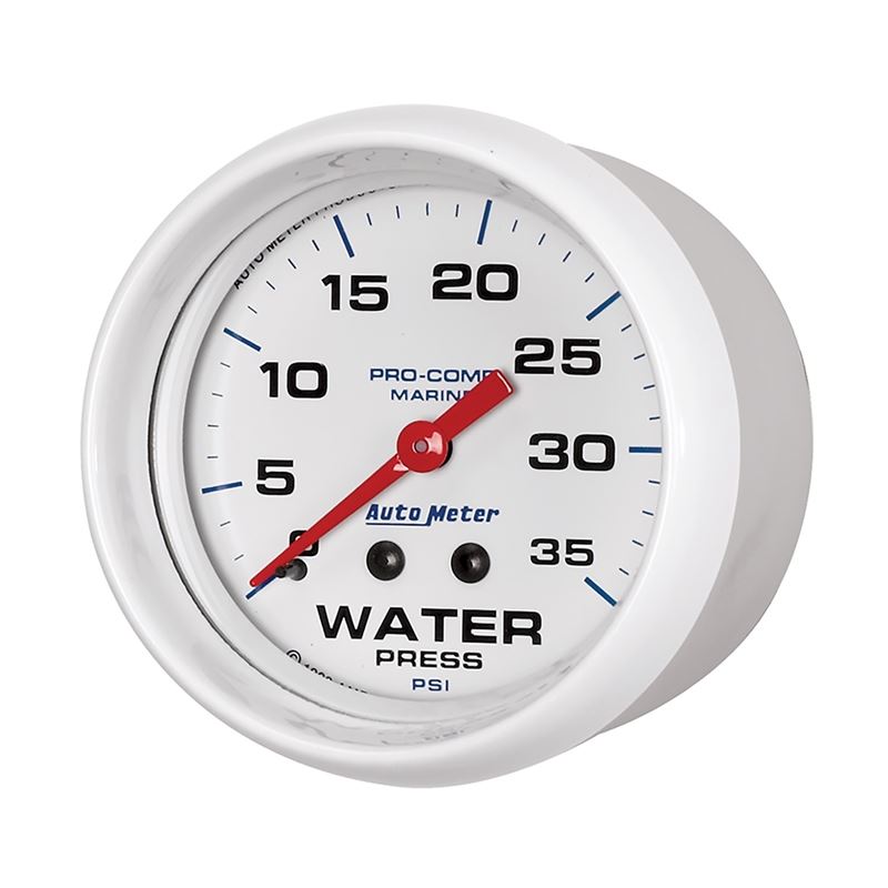 AutoMeter AutoGage 2-5/8in. / 35 PSI Mechanical Water Press Gauge - Marine White (200773)