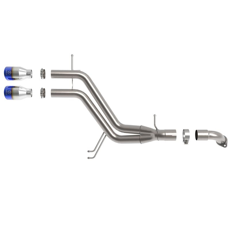 Takeda 3 IN to 2-1/2 IN 304 Stainless Steel Axle-Back Exhaust w/ Blue Flame Tip for 2013-2017 Hyundai Veloster(49-37019-L)