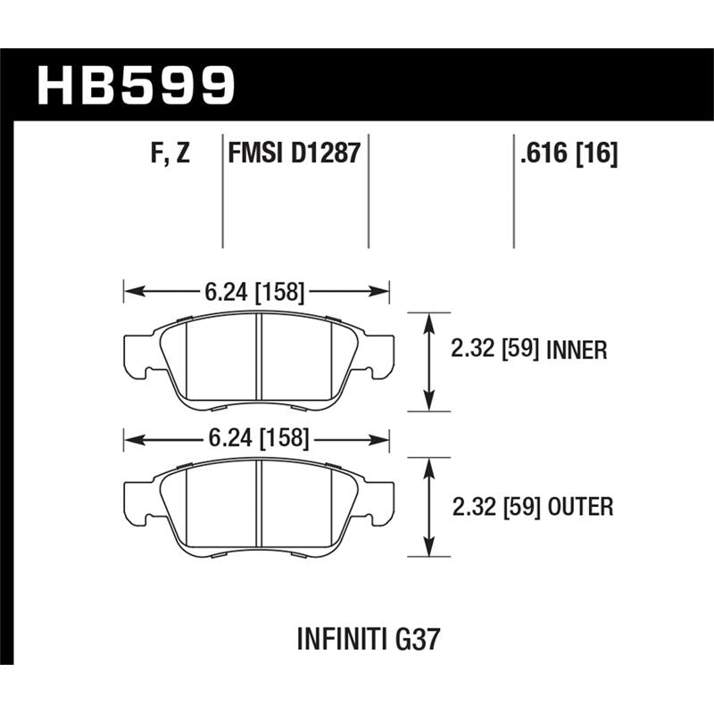 Hawk Performance Performance Ceramic Brake Pads (HB599Z.616)