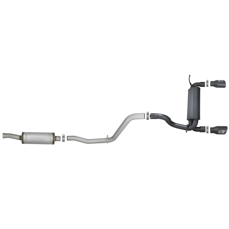 aFe Rebel Series 2-1/2 IN 409 Stainless Steel Cat-Back Exhaust System w/ Black Tips (49-48066-B)