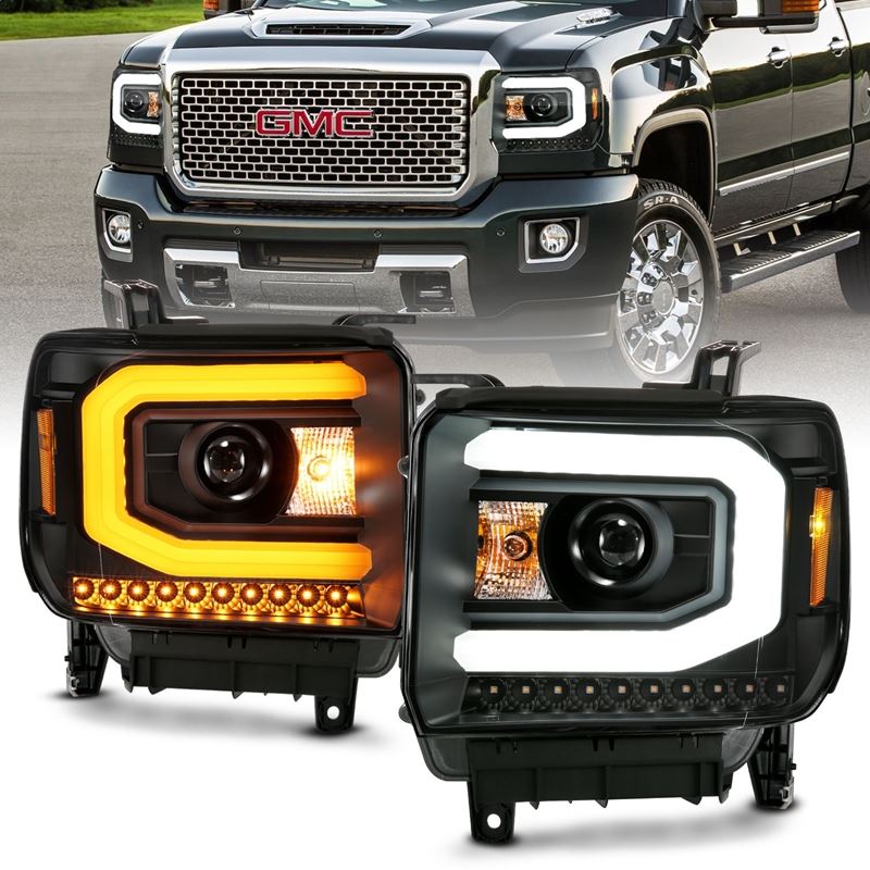 ANZO USA Projector Headlight Set, w/Plank Style Switchback, Black, Pair, (111487)