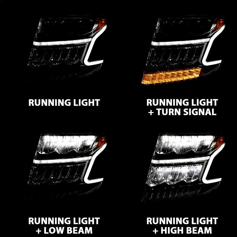 ANZO USA LED Crystal Headlight, w/Plank Style, Chrome Clear w/Sequential Amber, Pair, (111479)