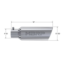 Load image into Gallery viewer, MBRP Exhaust Tip. 6in. O.D. Rolled end. 4in. let 18in. length. T304 (T5130)