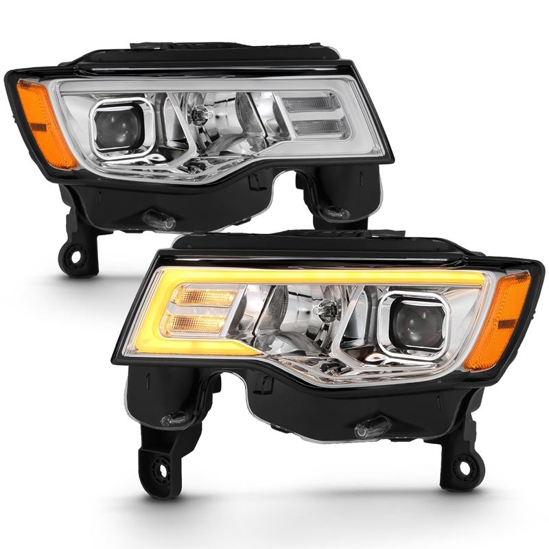 ANZO USA Projector Headlight Set w/Plank Style Switchback Chrome w/Amber Pair (111419)