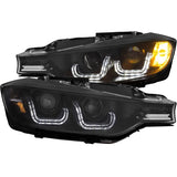 ANZO USA 2012-2015 BMW 3 Series Projector Headlights w/ U-Bar Black (HID Compatible) (121506)